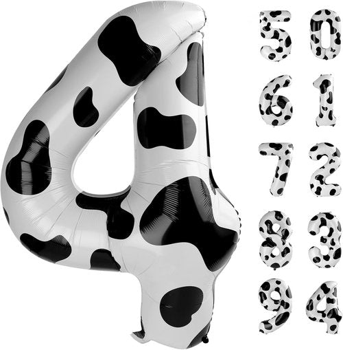 Cow Print Number 4 Balloon - 40 Inch Birthday Party Decoration | Fun Cow-Themed Party Favor