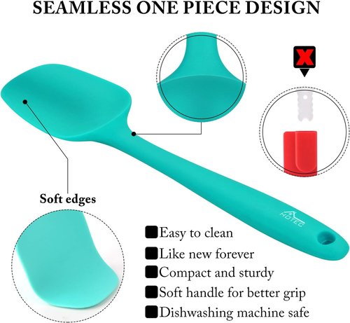 HOTEC Silicone Rubber Spatula Set - Heat Resistant 600℉, Non-Stick, BPA-Free | Multicolor, Set of 5
