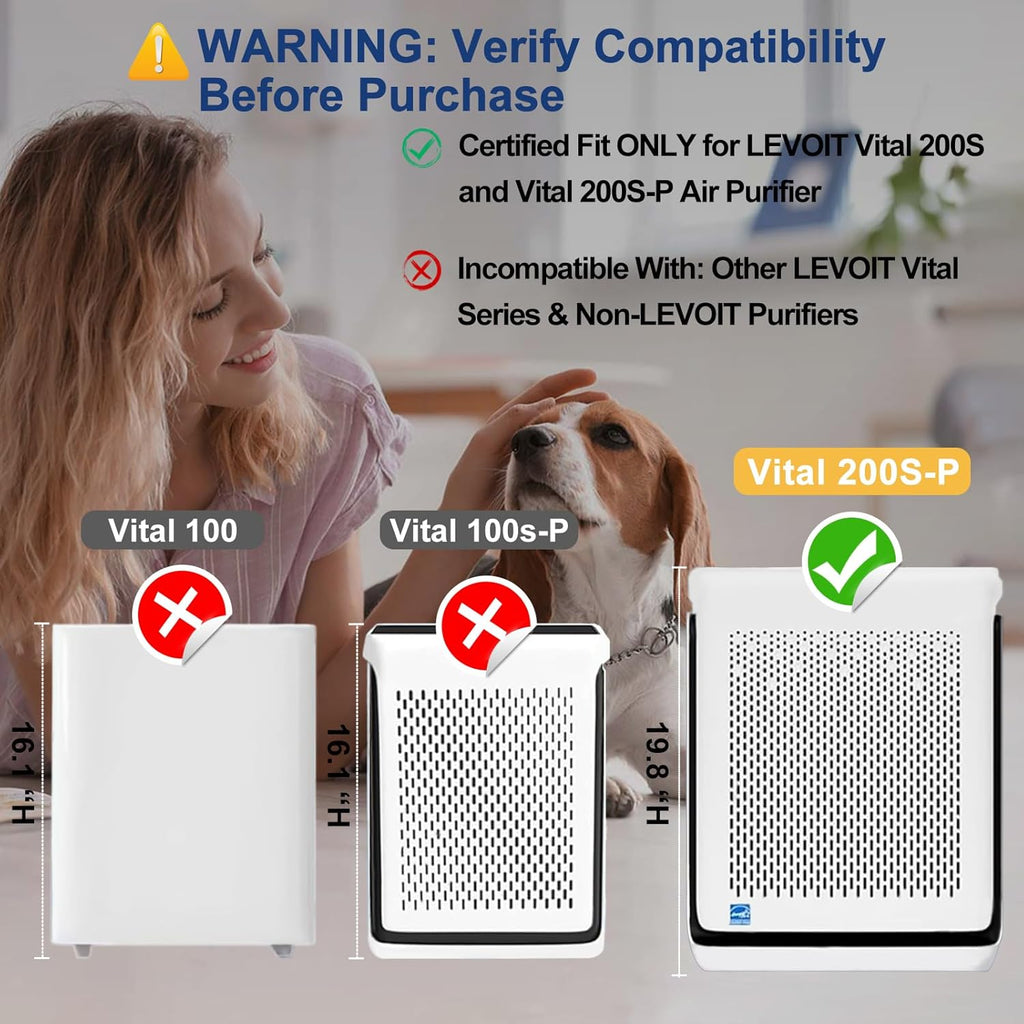 Vital 200S Replacement Filter - H13 True HEPA + Activated Carbon | 2-Pack for Easy Install & Long-Lasting Use