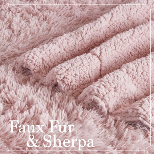 Connecticut Home Co Throw Blanket - Soft & Fluffy Cozy Decor | 70x60 Dusty Rose Sherpa for Bed & Couch