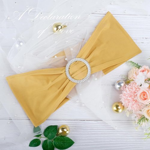 Babenest Spandex Chair Sashes - 30PCS Premium Stretch Covers with Buckle Slider for Weddings & Events | Gold