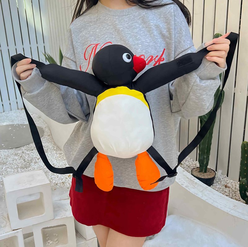 sunaeset plush penguin backpack for girls, kawaii mini stuffed animal backpack purse, novelty funny fuzzy backpacks adult, penguin gifts cute stuff