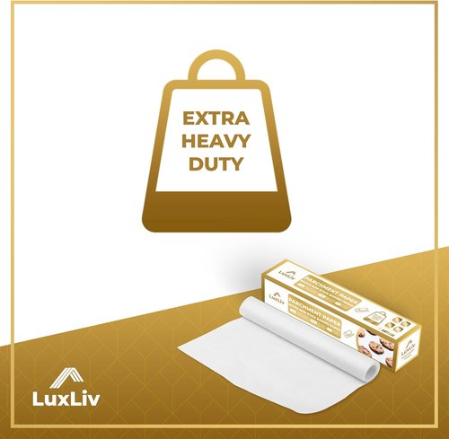 LuxLiv® 12" x 164' Non-Stick White Parchment Paper Roll - Extra-Thick Greaseproof Baking & Cooking Supplies