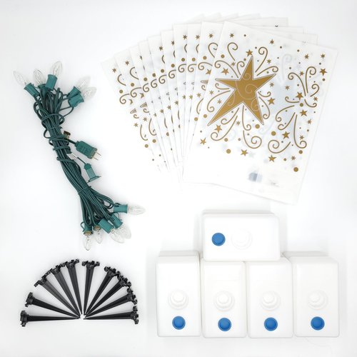 Lumabase 62810 Electric Luminaria Kit, 10.5" H x 6" L x 3.5" W, Stars