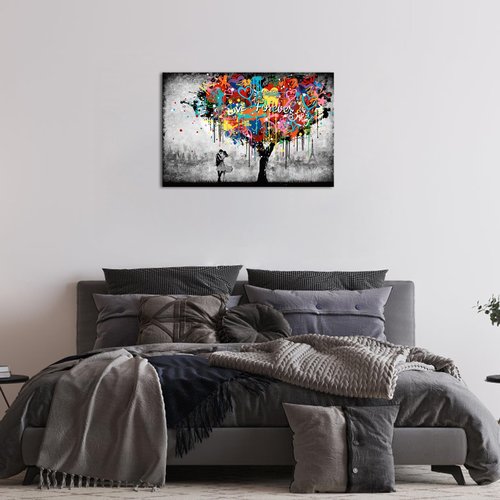 Artmyharbor Heart Tree Painting Graffiti Wall Art Bedroom Wall Decor 24 x 36 inches