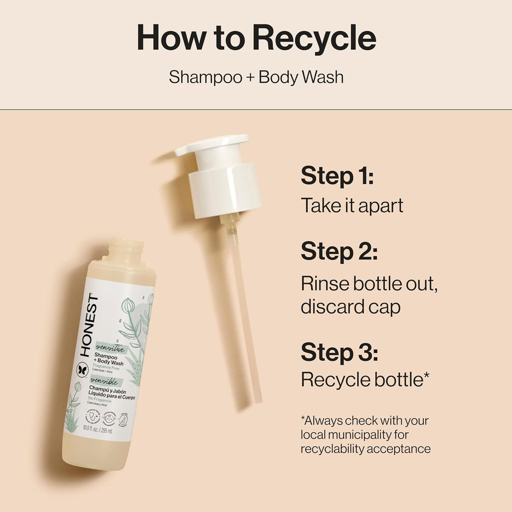 The Honest Company 2-in-1 Baby Shampoo & Body Wash - Fragrance-Free, Tear-Free, Hypoallergenic, 10 fl oz