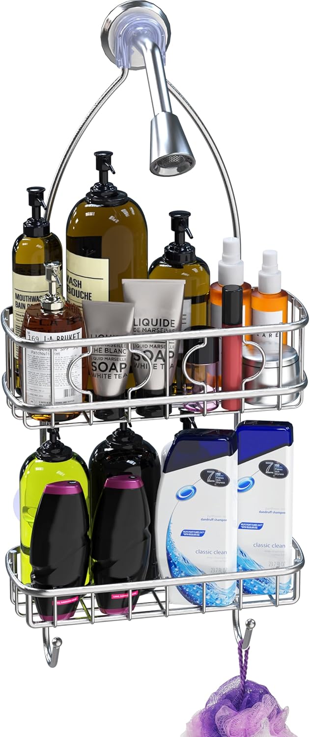 Simple Houseware Stainless Steel Shower Head Caddy Organizer - Space-Saving Design (24 x 10.2 x 4.25 Inches)