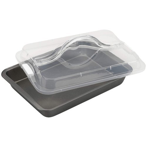 GoodCook Everyday Nonstick Steel Bake-N-Take Oblong Pan, 9" x 13" with Lid, Gray