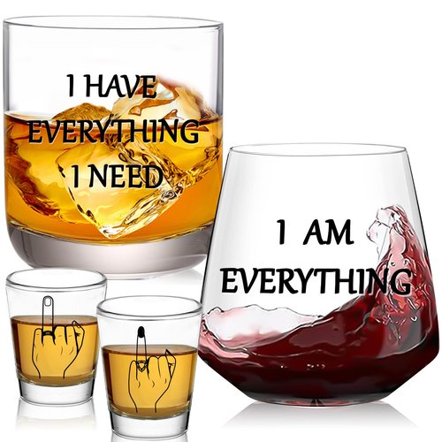 JOVGANK I Have Everything I Need I Am Everything Drinking Set of 2, Finger Shot Glasses Set of 2, Wedding Gifts for Couples, Bridal Shower Gifts, Anniversary, Engagement Couple Gift for Him Her