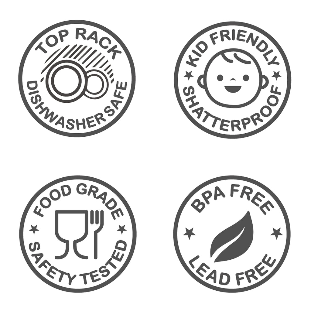 KLIFA- LYON- 11 ounce, Set of 6, Acrylic Tumbler Drinking Glasses Cups, BPA-Free, Stackable Plastic Drinkware, Dishwasher Safe, Gray-Black