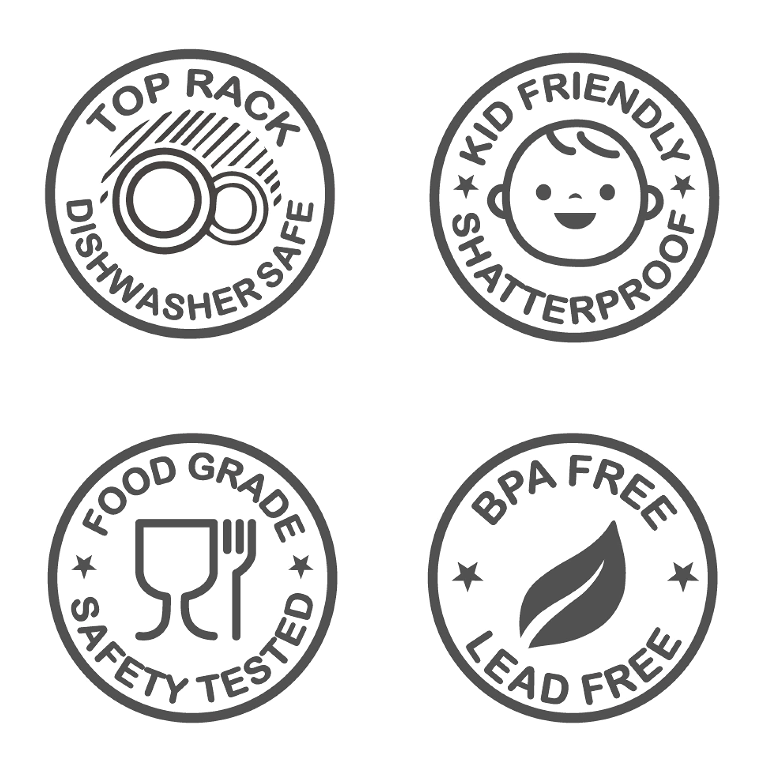 KLIFA- LYON- 11 ounce, Set of 6, Acrylic Tumbler Drinking Glasses Cups, BPA-Free, Stackable Plastic Drinkware, Dishwasher Safe, Gray-Black