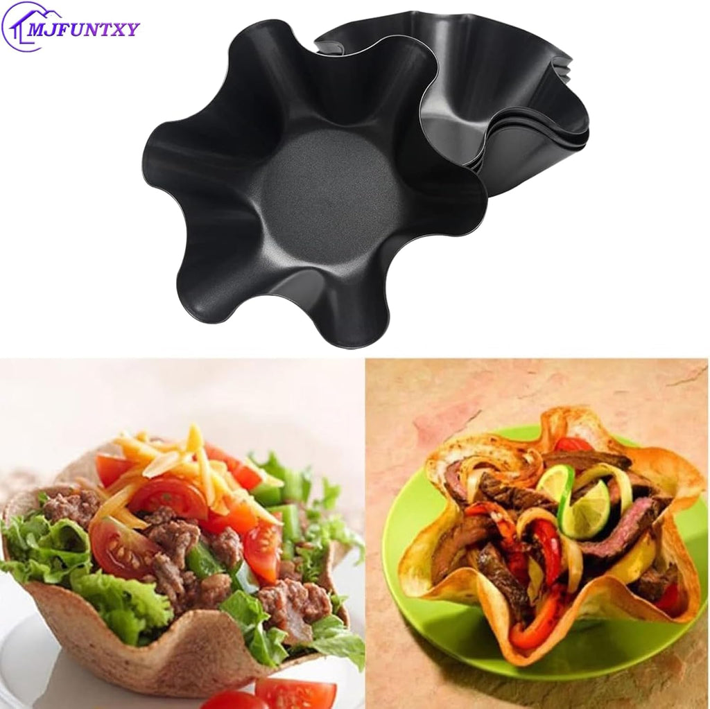 Skiennix 4-Pack Tortilla Pan Set - Nonstick Carbon Steel Taco Shell Molds | Dishwasher & Microwave Safe