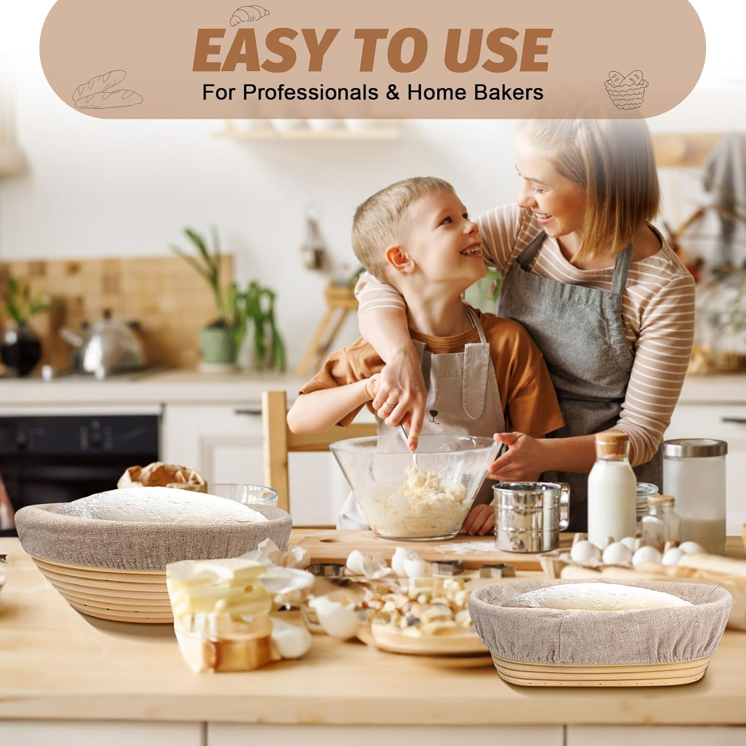 Proofing Basket Gift Set by Sourdough | 9" Round & 10" Oval Banneton with Essential Baking Tools
