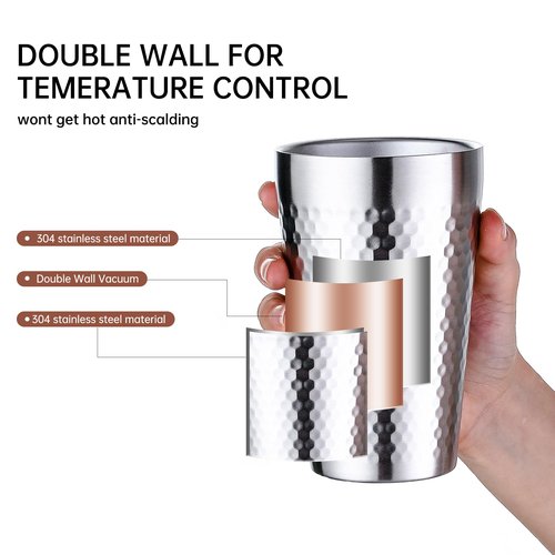 BEFOY Pint Cup - 16oz Double Layer Cup Wall Stainless Steel Unbreakable Hot & Cold Drinking Cups for Home & Outdoor (gold, 2 Count (Pack of 1))