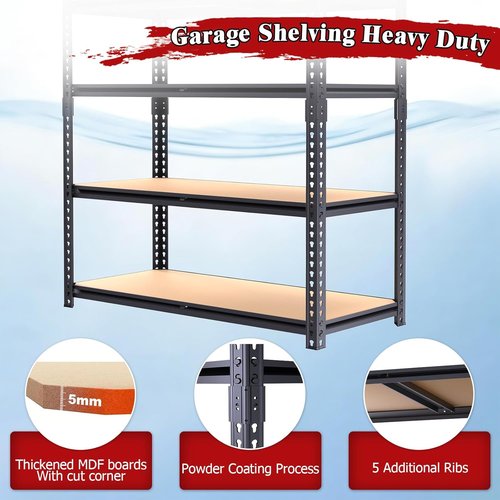 Heavy Duty Garage Shelving - 5-Tier Adjustable Storage Unit | 2400LBS Capacity, 28''×12''×60''