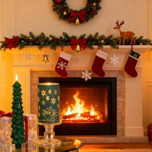 Lezonic Flameless Christmas Candles - Remote-Controlled Green Tree Flickering LED Set of 4