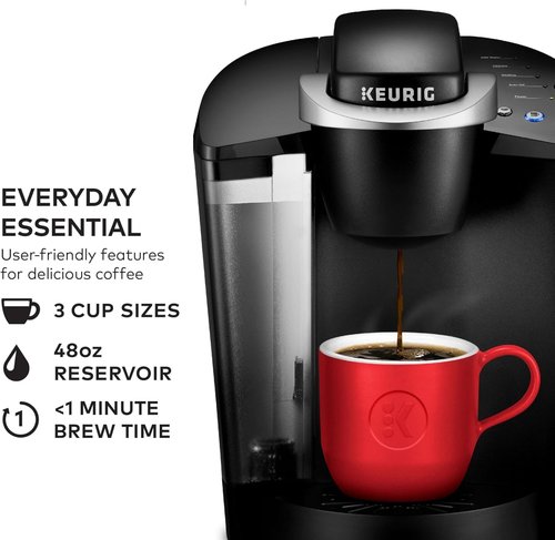 Keurig K-Classic Coffee Maker - Single Serve K-Cup Pod with 3 Brew Sizes & 48oz Reservoir - Black
