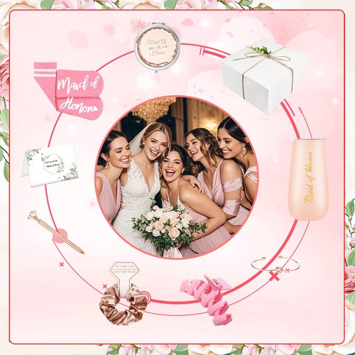 Mhoel Bridesmaid Proposal Gifts Set of 4 Wedding Gifts for Maid of Honor 6oz Champagne Flutes Tumbler Set of 4 Bridesmaid Propoal Sock,Bridal Proposal Gift Bachelorette Gifts for Maid of Honor