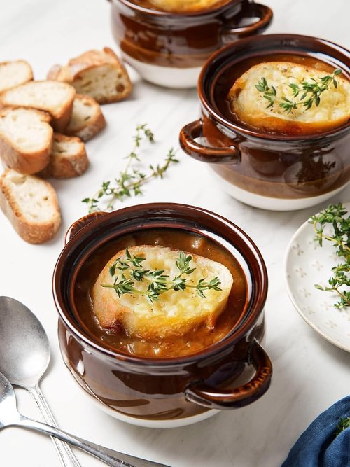 LE TAUCI French Onion Soup Bowls - 22 Ounce Ceramic Crocks with Handles | Oven Safe Set of 4