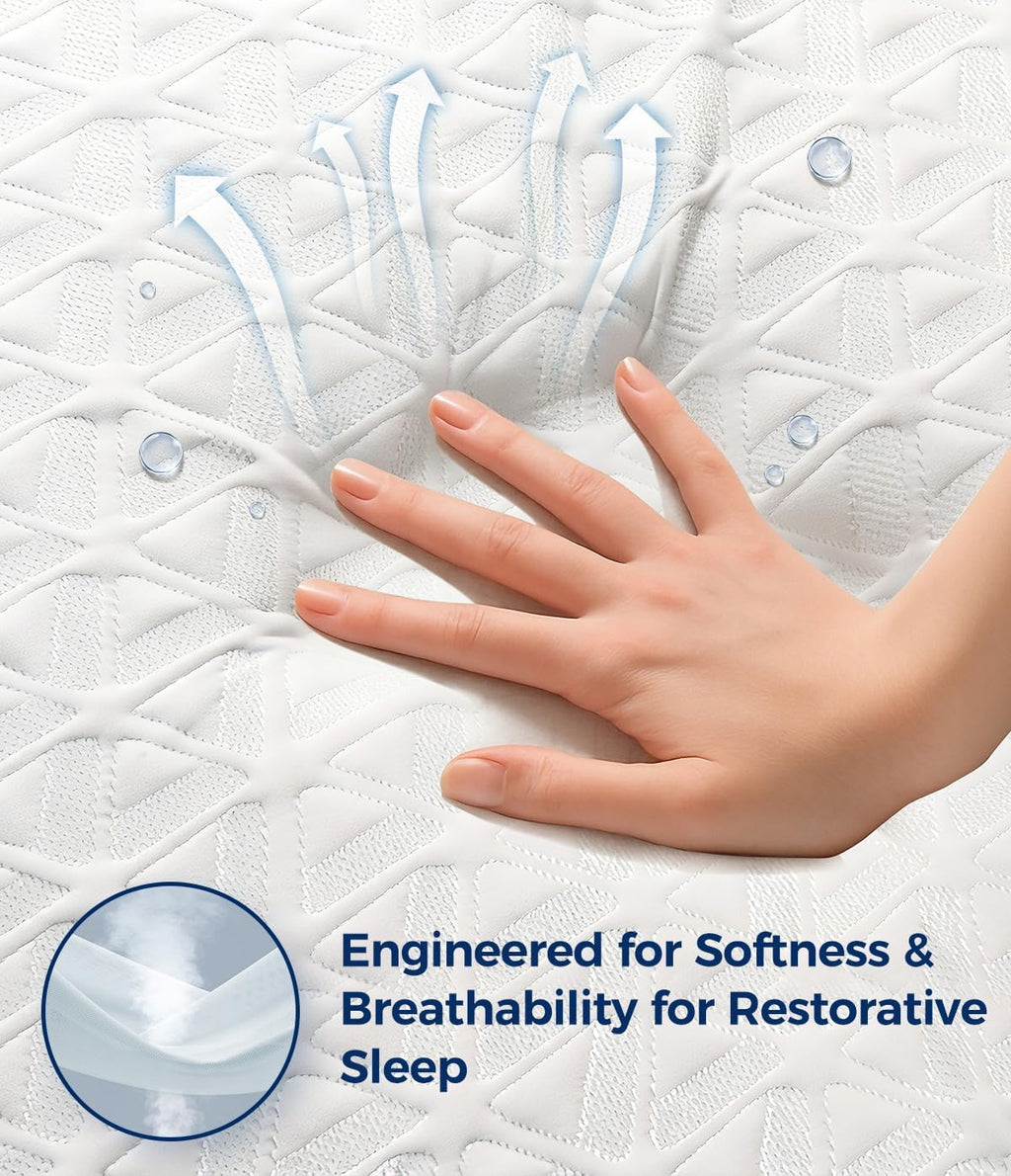 Skiennix Waterproof Mattress Protector - Soft Breathable Queen Size Pad | Noiseless Cooling Cover, Machine Washable