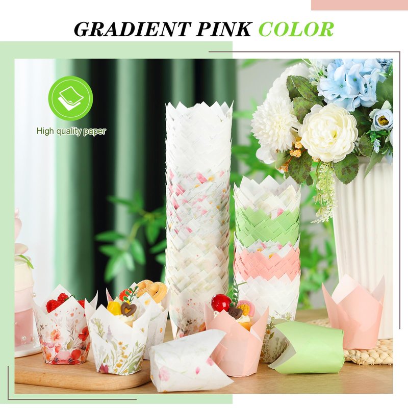 Havawish 500 Counts Wildflower Tulip Cupcake Liners Witch Birthday Party Muffin Cupcake Baking Liners Wildflower Grease Proof Cake Liner Holders for Witch Wedding Birthday Party