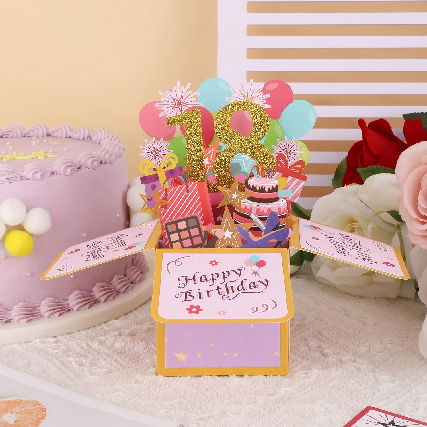 PEUTIER 3D Happy Birthday Pop-Up Card - Creative Design with Classic Envelope & Note for Men & Women