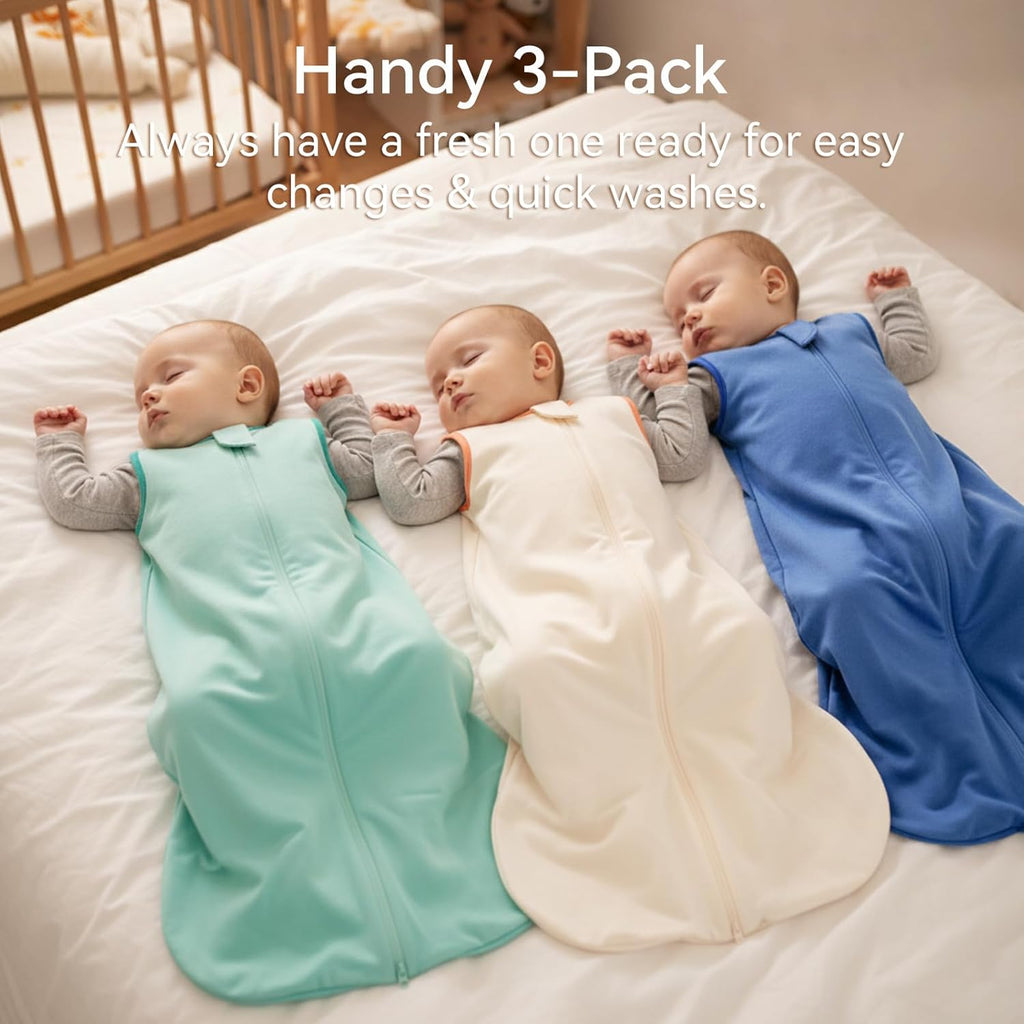 Skiennix Baby Sleep Sack - 100% Cotton 0.5 Tog Wearable Blanket for 12-18 Months | 3 Pack, Soft & Breathable