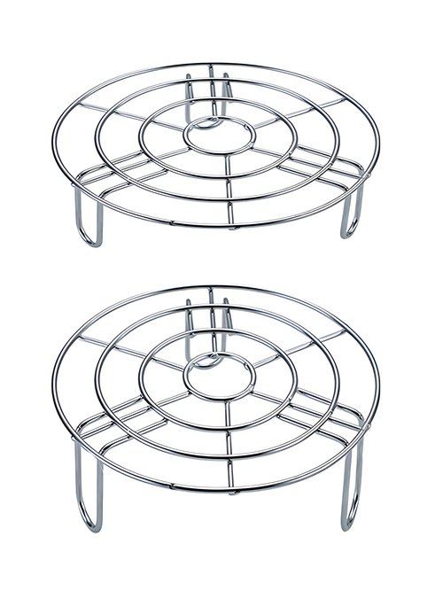 Turbokey Cooling Rack Set of 2 Dia 6.3" Round Steamer Rack Stainless Steel Cross Wire Barbecue Carbon Baking Net Grill Pan Grate for Instant Pot/Pressure Cooker/Oven (Height 1.8"&2.8",6.3"/16cm)