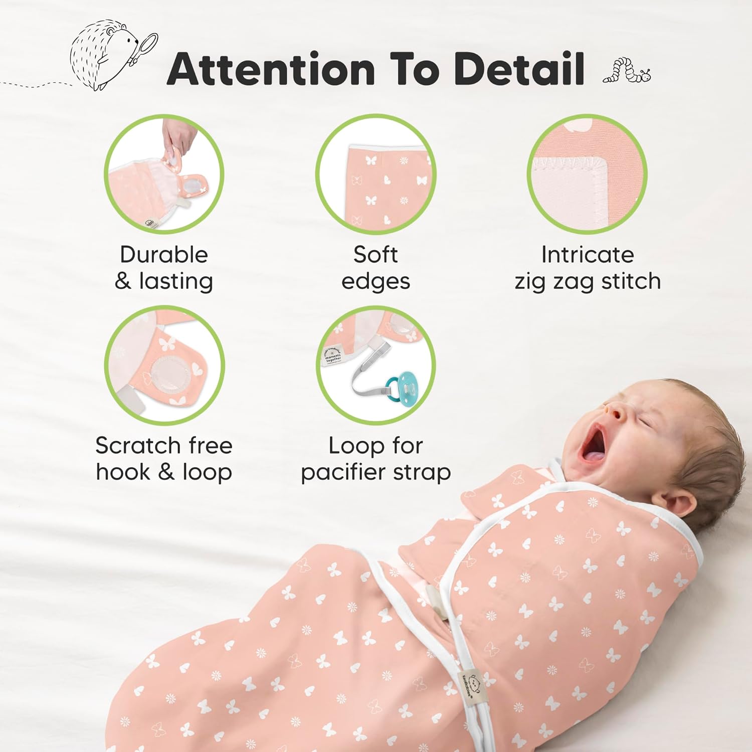 Organic Baby Swaddle Sleep Sacks by [Brand Name] - Soft & Snug for Newborns 3-6 Months | Butterflies, Large