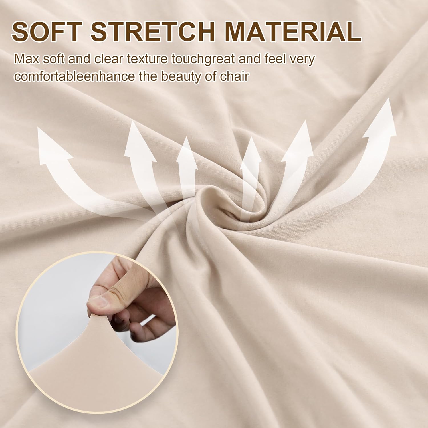 Skiennix Dining Chair Covers - Stretch Washable Slipcovers Set of 6 | Beige Protective Covers for Home & Restaurant