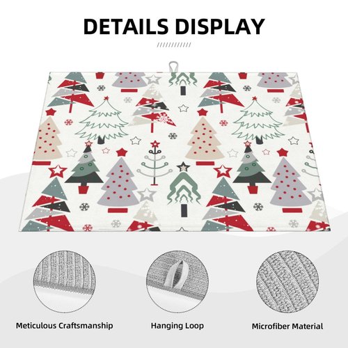 Beautiful Christmas Tree Dish Drying Mat 18x24 For Kitchen Counter Absorbent Microfiber Dishes Pad Dish Drainer Rack Mats Fast Dry Kitchen Accessories