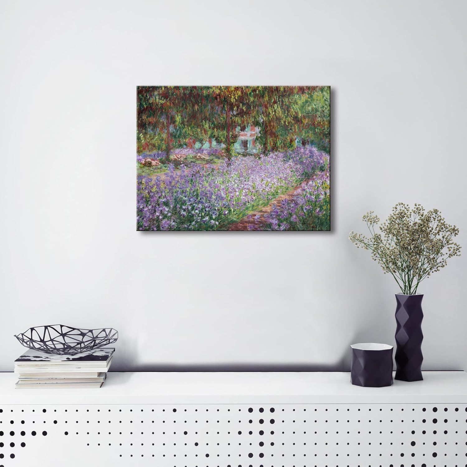 Wieco Art Canvas Print - Irises in Monet's Garden by Claude Monet | Impressionist Artwork for Home Decor
