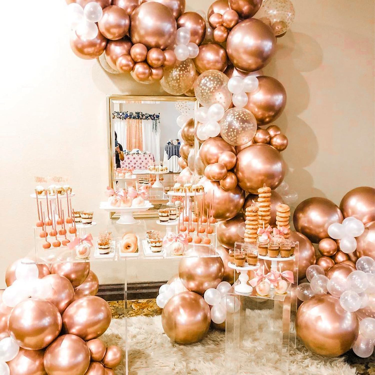 PartyWoo Metallic Rose Gold Balloons - 50 Pcs 5-Inch Perfect for Bachelorette & Wedding Decor