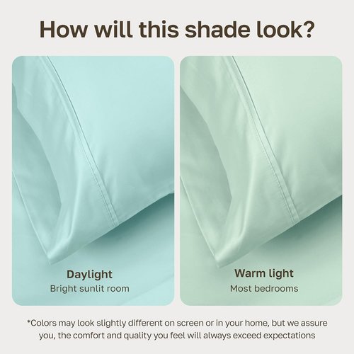 California Design Den King Size Bed Sheets Set - 100% Cotton, 400 Thread Count, Smooth Sateen Finish, Deep Pockets - Seafoam