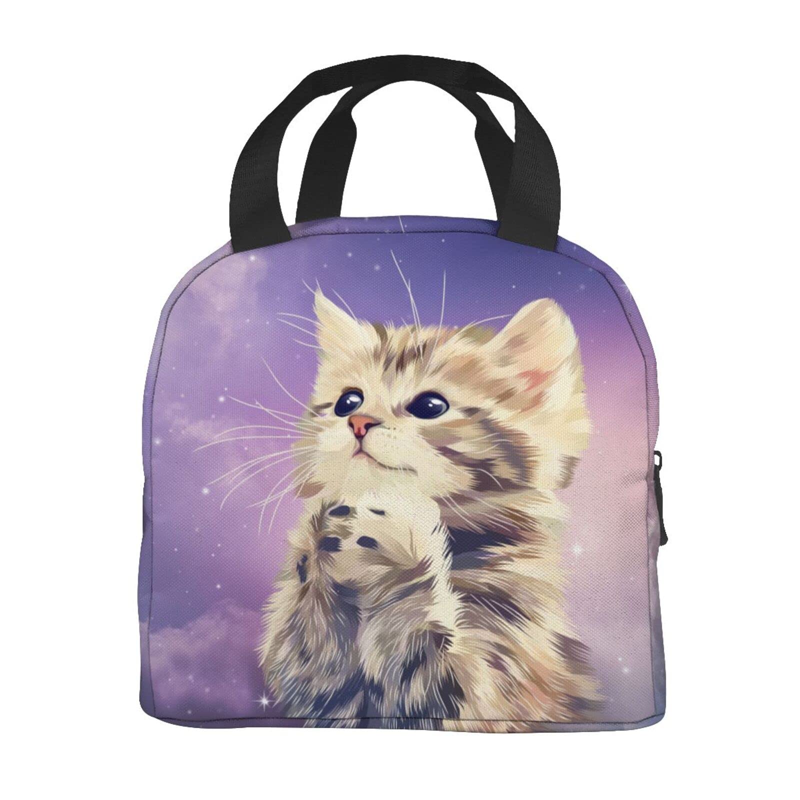 Aiojool Galaxy Cat Lunch Bag Insulated Lunch Box Reusable Cooler Thermal Meal Tote For Kids Teen Boy Girl