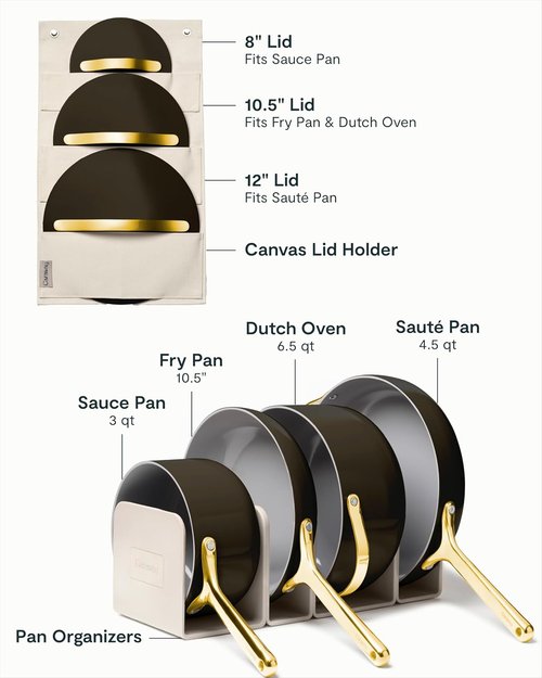 Caraway Non-Stick Ceramic Cookware Set - 12-Piece Oven Safe Pots & Pans - PFAS & PFOA Free - Black