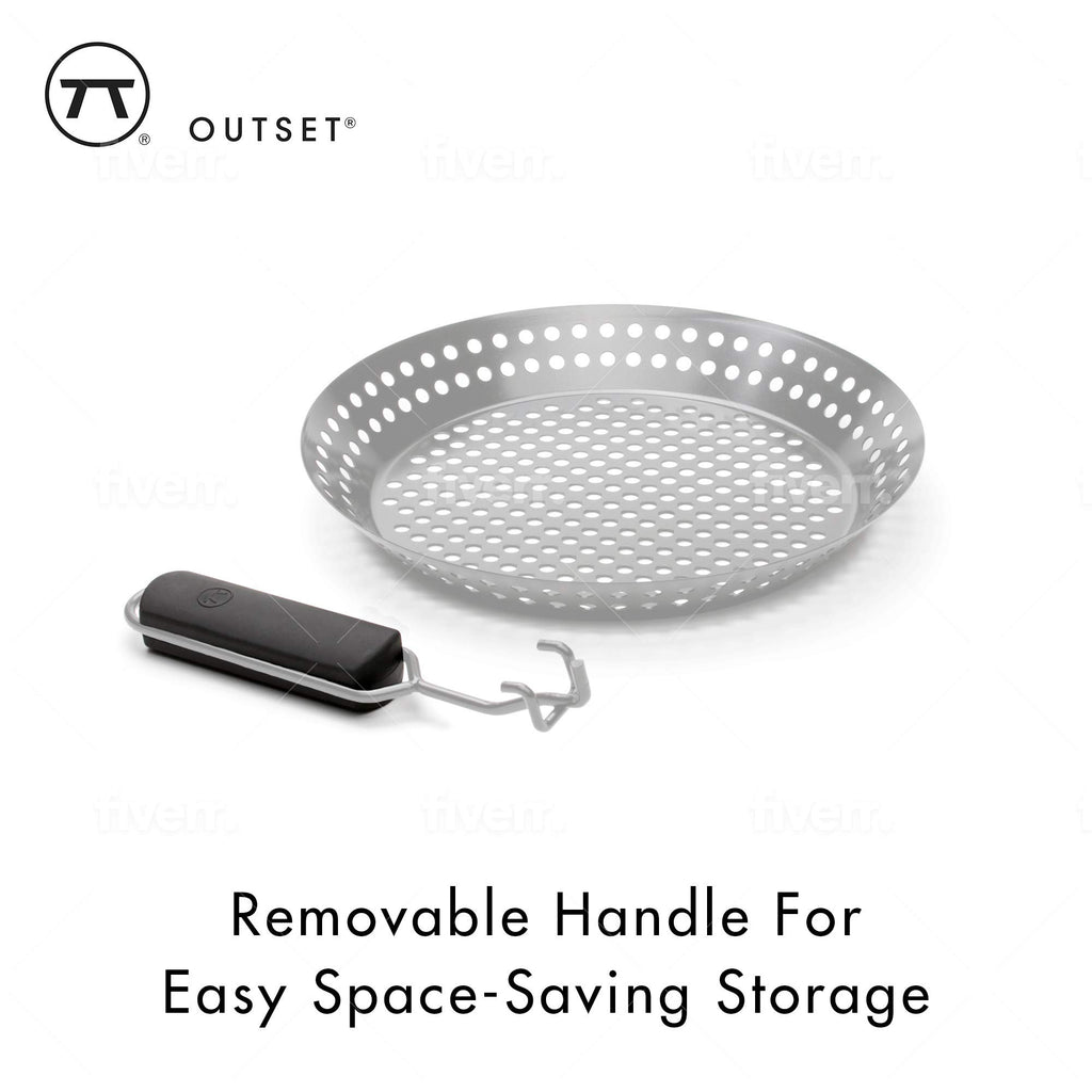 Outset Grill Skillet With Removable Handle, Stainless Steel
