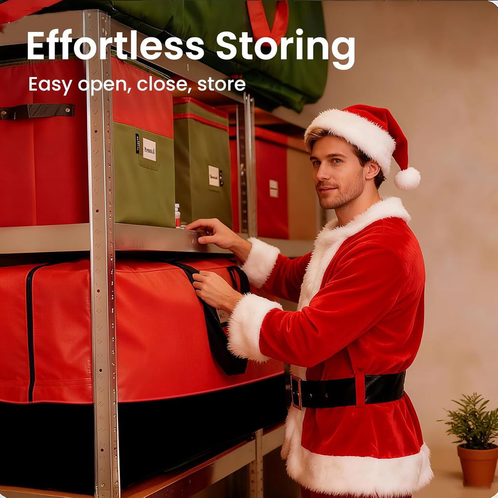 Skiennix Heavy Duty Christmas Tree Storage Bag - Waterproof & Durable for Trees Up to 9ft | Black & Red