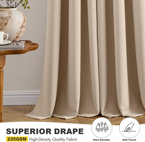 MIULEE Blackout Curtains - Thermal Insulated Room Darkening Drapes, 96 Inch Length, Beige & Black