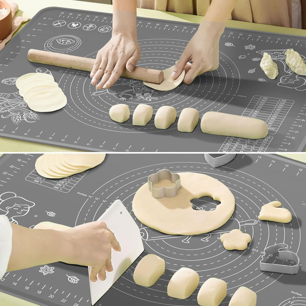 Skiennix Silicone Baking Mat - Extra Thick Non-Stick Pastry Mat with Measurements | 32x24 Inch