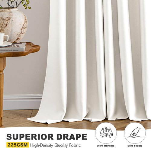 MIULEE Ivory Blackout Curtains - Thermal Insulated Room Darkening Drapes | 84-Inch, 2 Panels