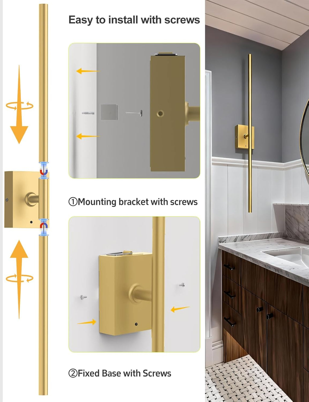 Skiennix Battery Operated Wall Sconces - 10000mAh Rechargeable LED Lights with Remote | 360° Rotation, 3000K-6000K