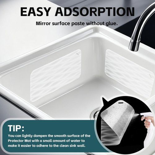 4 Pack Clear Silicone Kitchen Sink Protector Mat 12" L x 6" W Suitable for Stainless Steel and Ceramic Sinks Save The Sink Wall from Scratches Reduce The Noise of Dishes Colliding with The Sink Wall