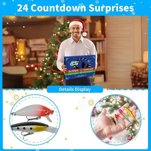 Fishing Advent Calendar 2025 - 24 Days of Fishing Lures | Perfect Christmas Gift for Men & Teens