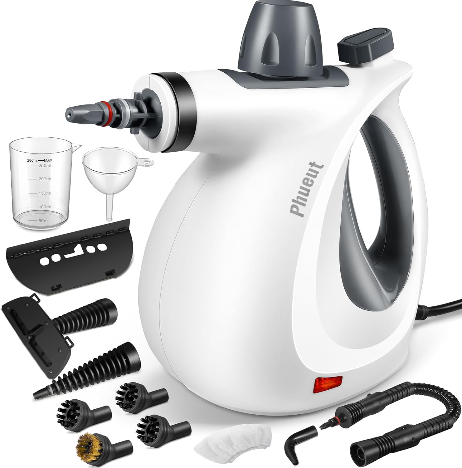 Skiennix Pressurized Handheld Steam Cleaner - Multi-Surface, 12 Accessories Included | Ideal for Home, Floors, Upholstery & Grout (Grey)