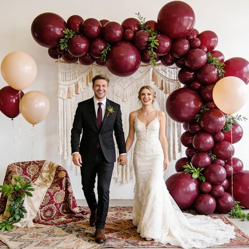 Burgundy Red Latex Balloons - 12 Inch | 110pcs for Birthday Parties, Baby Showers & Weddings