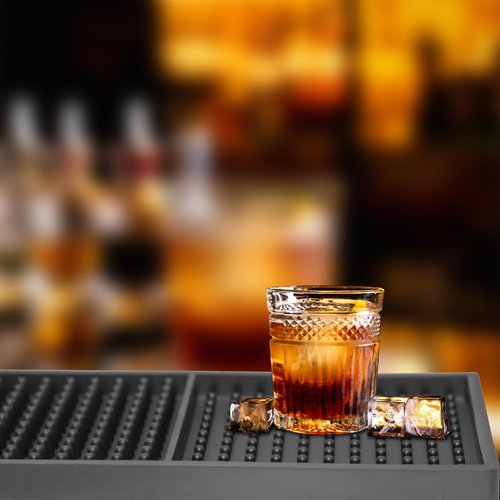 2 Packs Bar Mats 24 " x 3 " With Absorbent Towel,Bar Matts,Non-Slip Bar Service Spill Mat,Coffee Mat for Home Bar,For Cocktail Bartender Restaurant Kitchen Counter Top Cup Barber Station Mats