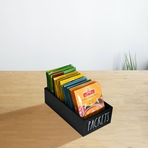 CHONIC Seasoning Packet Organizer, Pantry Organizer, Food Packet Storage Organizers, Modern Farmhouse Kitchen Organization Bins for Food Mixes, Spices, Gravy, Taco, and Dressings Packets (Black)