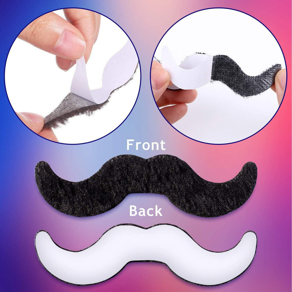 Whaline 48Pcs Self-Adhesive Fake Mustaches Set - Fun Costume Facial Hair for Halloween Parties