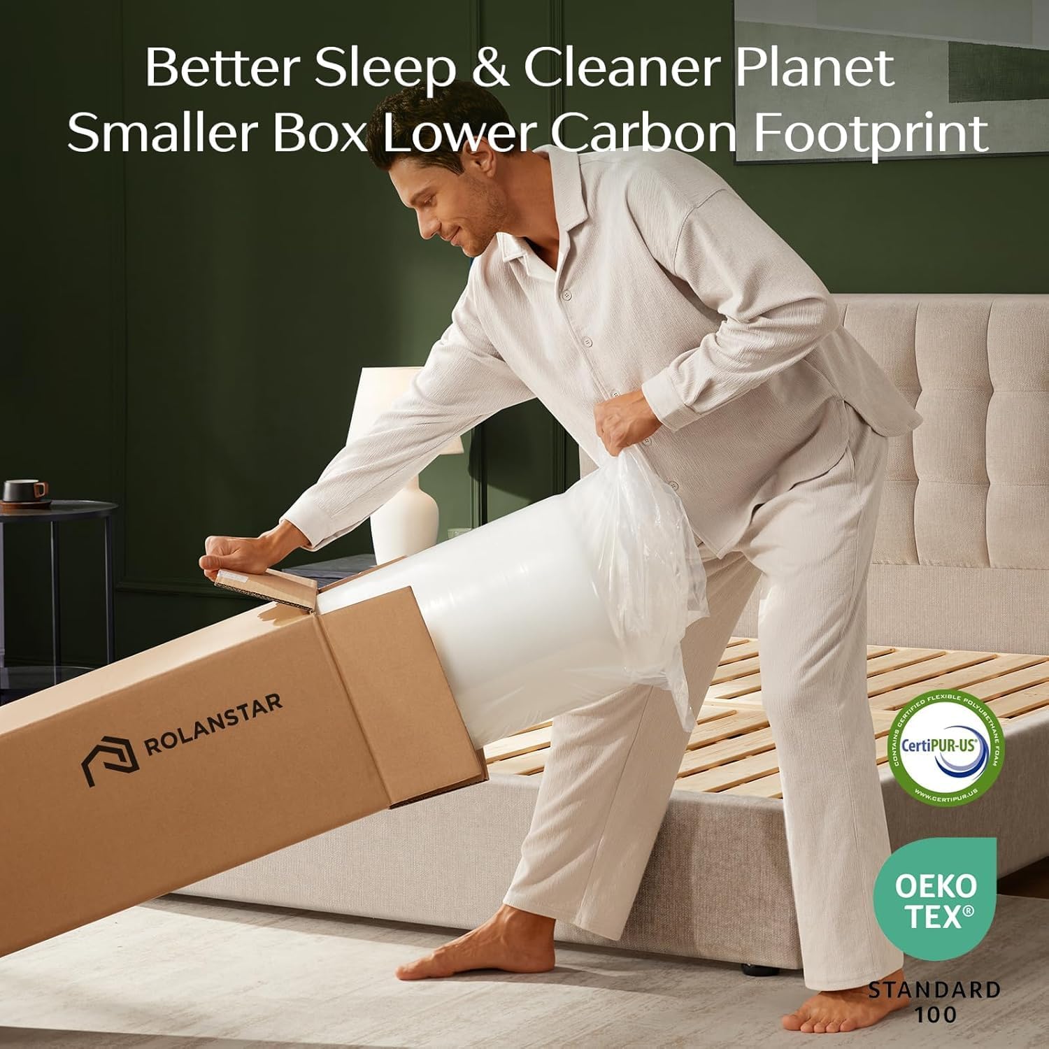 Rolanstar Twin Size Gel Memory Foam Mattress - 10 Inch, Breathable & Supportive, CertiPUR-US Certified, White